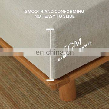 Fitted Sheet 35cm Deep Pocket-100% Pure Natural Linen Plain Mattress Protector Bed Sheet-(Linen,Super King 182x200cm) photo-2