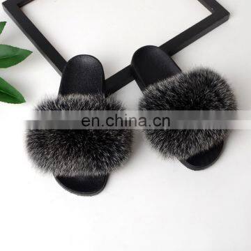 2020 Summer New Design Mules Pantuflas Fluffy Bohemian Colorful Dames Design Fashion Eva Foam Rainbow Fox Fur Slide Slippers photo-3