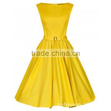 2015 Bestdress fashion dress with waist band o-neck dress colorful rockabilly swing dress