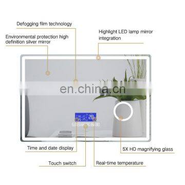 High Quality Delicate LED Lights Bathroom Mirror Clock and Temperature Display photo-4