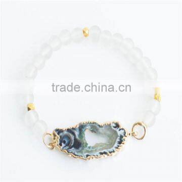 FULL-0345 High quality handmade wire bracelets beads druzy wrap bracelet