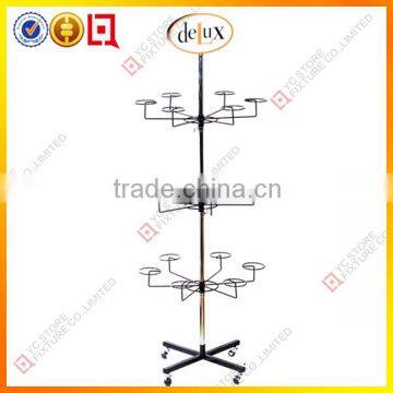 Movable 3 tiers tree-shape metal wire hat display stand