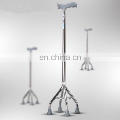 Adjustable free standing 4 leg Walking stick elderly crutch cane