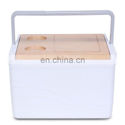 Gint  cooler box with wooden lid cooler box wholesale OEM insulated outdoor eco friendly 11L pu foam Food grade