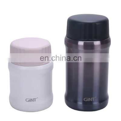 GINT custom 500ml stainless steel double wall portable lunch box food jar with spoon