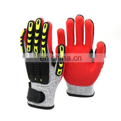 EN388 Safety Hand Anti Slip Anti Cut Resistant Sandy Nitirle Coated Impact Mechanical Gloves