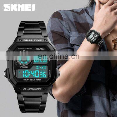 Promotional SKMEI 1335 Wristwatch 50M Waterproof Men Wrist Stainless Steel Resin Mirror Chrono Cheap Relojes Hombre