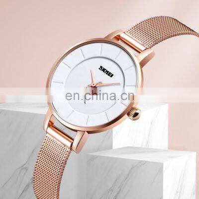 Skmei Q021 3ATM Water Resistant 316L Stainless Steel Case Band Quartz Wrist Watch for Women