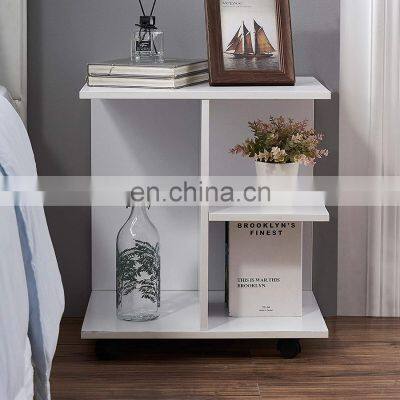 Nightstand Modern End Side Table with Rolling Wheels