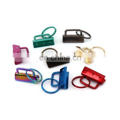 Different Colors Matt Rainbow 1 Inch Nickel Free Key Chain Wristlet Hardware Fob Hardware With Key Ring