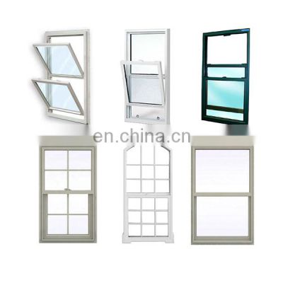 American Style double hung  PVC vertical lifting sliding single hung Window With grill Design