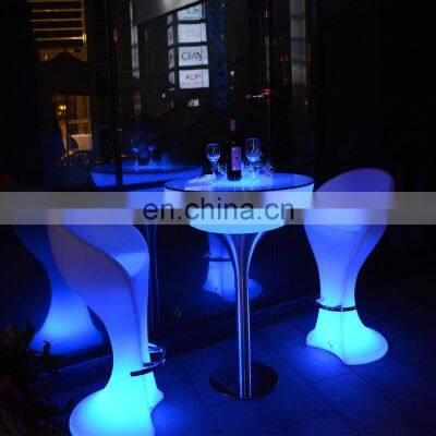 Cheap Bar Table and Chair Sets /LED Light up Bar Cocktail Tables Lumineuse Mariage Modern Glowing Night Club Party Furniture