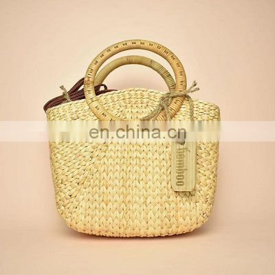 Hot Sale Water hyacinth Handbag With Rattan Handle for shopping, Woven Crossboy Bag Wholesale Vietnam Manufacturer