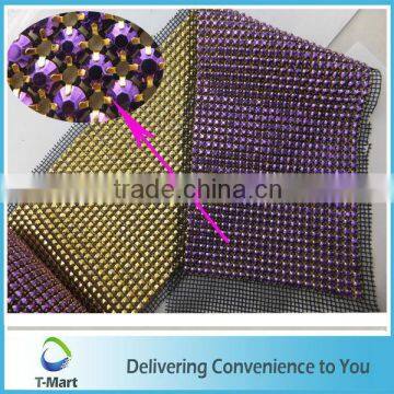 Guangzhou supplier plastic rhinestone mesh for bag decoration crystal strass mesh trim for wedding dress