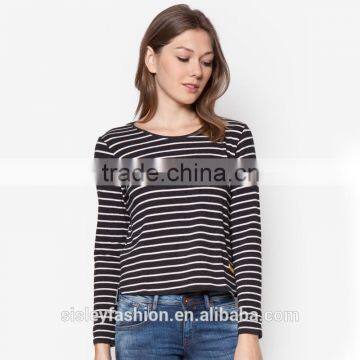 2016new arrival women fashion long sleeve stripe women t shirt stripe for ladies TS111