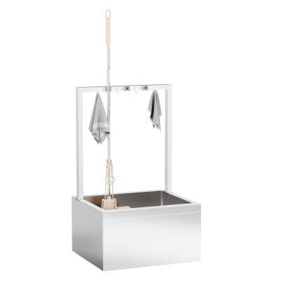 Накладной раковина для половой швабры из нержавеющей стали с держателем для чистящих инструментов