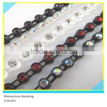 Plastic Cup Rhinestone Sew on Ss10 3mm Crystal White Black Banding 1x180 Pcs 10 Yards