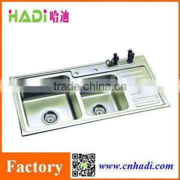 small corner double bowl stainless steel kitchen sink HD9245A