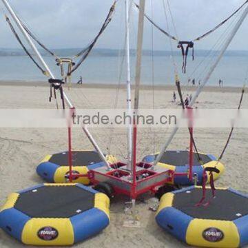 4 in 1 mobile inflatable bungee jumping trampoline/bungee jumping/bungy jumping trampoline for sale