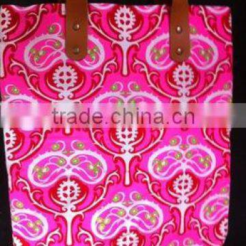 Neon canvas bag Alumnar Pink flower Pattern