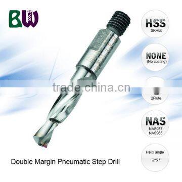 HSS Double Margin Pneumatic Pilot Step Drill Bit For Aviation Tools