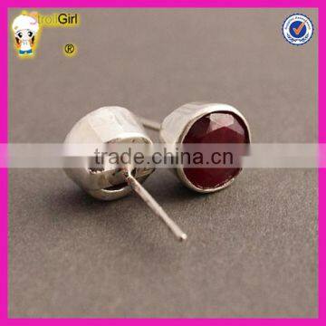 Simple Wholesale Cheap Stud Earring Classic Natural Ruby Stone Earrings photo-2