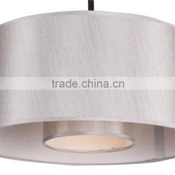 1 light pendant(Lustre/La arana)chandelier in an ebony bronze finish with with a toffee crunch fabric double drum shade