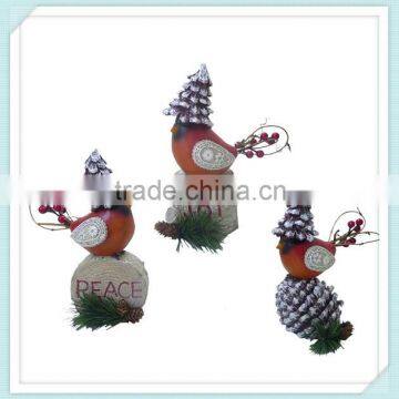 Polyresin merry christmas bird decoration