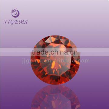 New product grade aaaaa round brilliant cut orange cubic zirconia