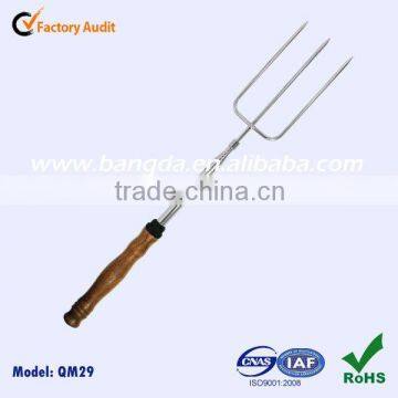 telescopic bbq fork, skewer, wooden handle