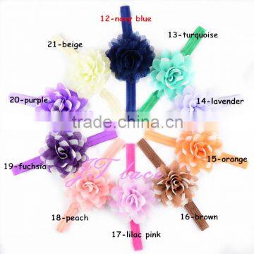 Two tone fabric flower headwrap - sewing chiffon flower wholesale