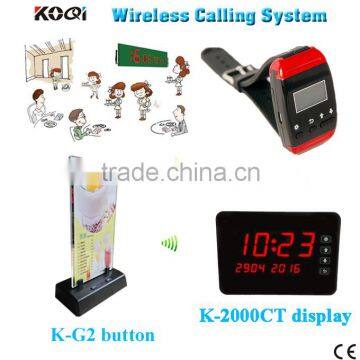 Wireless Service Waiter Remote Call Bell System Good Price LED Display, 2 Keys Table Button And Menu Holder K-2000CT+Y-650+K-G2