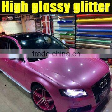 High Glossy Pink Glitter Vinyl 1.52*20m photo-3