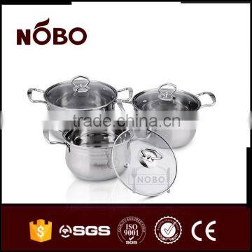 Drum Shape Steel Handles Stainless Steel Cooking Pot Set photo-2