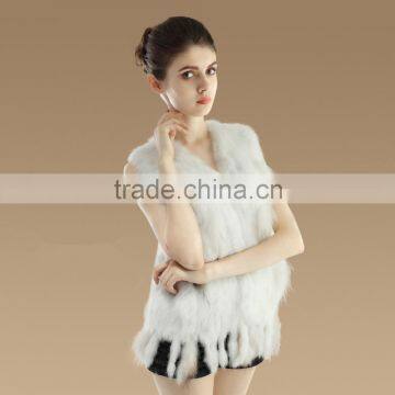 2016 Most popular kintted rabbit fur Vest with Tassel