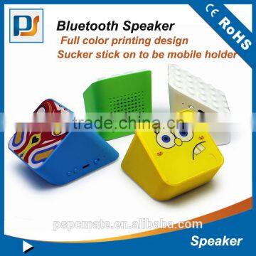 2016 New Design Portable Full Color Printing Bluetooth Speaker With Mobile Phone Holder Speaker photo-3