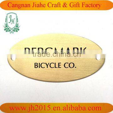 copper oval metal printing logo with two holes brand name label metal logo