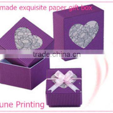 2lid and bottom paper jewellry box,gift boxes wholesale with flower ribbon