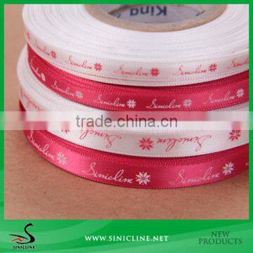 Sinicline Pink Color Flower Pattern Printed Satin Ribbon for Gift Packing