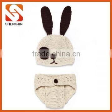 SJ-6307 Cute rabbit beige crochet set handmade crochet baby set clothing newborn baby gift set