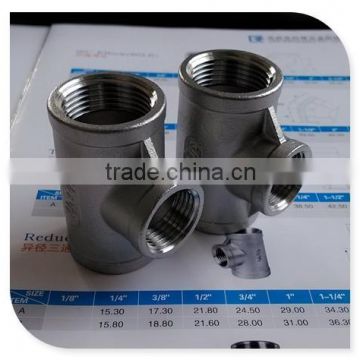 Cangzhou Manufacturer Stainless Steel Threaded Tee Pipe Fittings