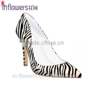 Zebra-patterned leather pointed toe ladies sexy high heels