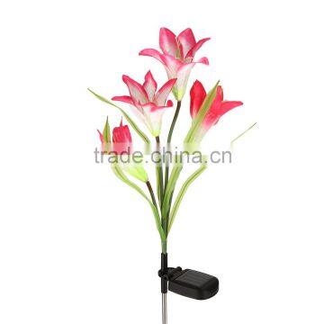 Solar Power Lily Flower LED Light Garden Yard Lawn View Lamp Free Shipping photo-3