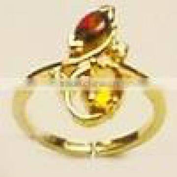 Ring With Garnet . Citrine & Diamond