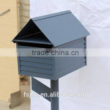 Foshan JHC-1026 Post Mounted Aluminum Mailbox/Powder Coated Wood Strip Shape Durable Letterbox/Outdoor Standing Postbox