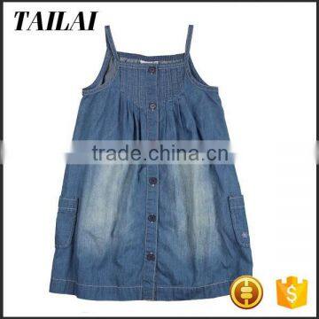 2016 Garments supplier Top-end Beautiful kids girls denim dresses