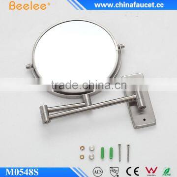 Round Brushed Bathroom Mirror Wall Mounted Foded Makeup Mirror