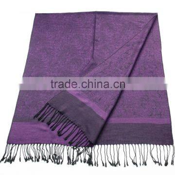 Fashion Reversible colors reversible water pashmina shawls Paisley Jaquard