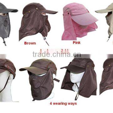 Removable Flap Cap Sun Shield and Mask Perfect for Fishing Hiking Garden Work Outdoor Activities