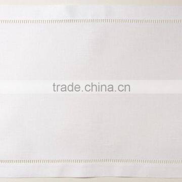 Square hemstitch white linen placemat